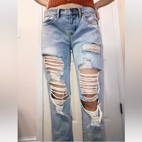PacSun Light Blue Distressed Boyfriend Jeans - Picture 8 of 8